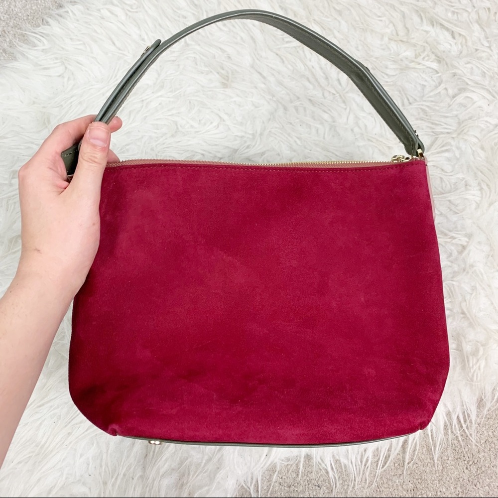 LK BENNETT Suede Colorblock Two Tone HandBag Zip Up Chic